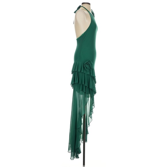 MAJORELLE Val Gown in Green Sz XS Pristine Asymmetrical Halter Wistful Fairy - Picture 7 of 8
